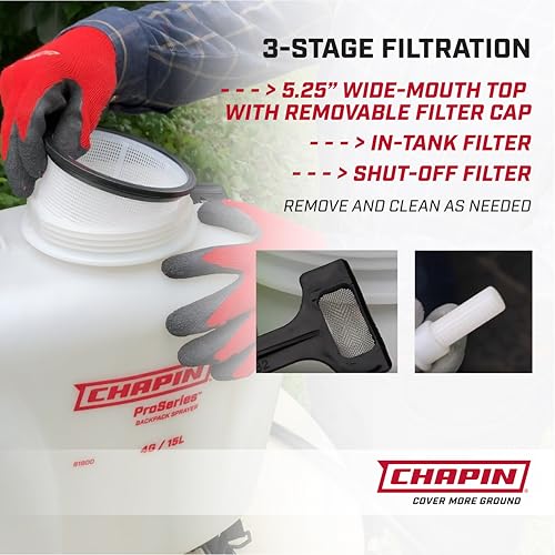 CHAPIN 61800 ProSeries 4-Gallon Backpack Sprayer, 3-Stage Filtration - style: 4 Gallon, Pro Series