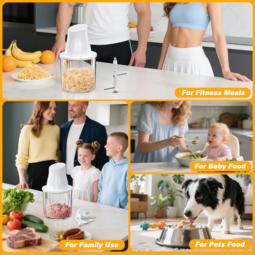 Electric Chicken Shredder Tool: 250W Multifunctional Press-to-Operate Meat Shredder Tool with Large Capacity - Meat Grinder for Chicken Breast, Meats, Fruits, Vegetables, Nuts (White) - color: White