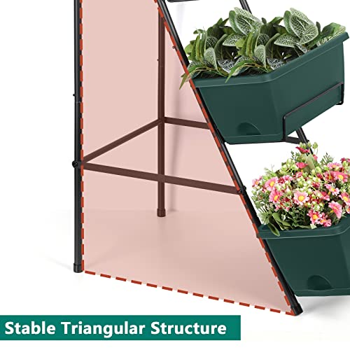 OYEAL Raised Garden Bed 4 Tier Vertical Garden Planters Indoor Outdoor Raised Planter Box with Legs Elevated Herb Garden Planter for Flowers Vegetables Plants, Green, 16.8 * 18.3 * 41.5 Inches - color: Green