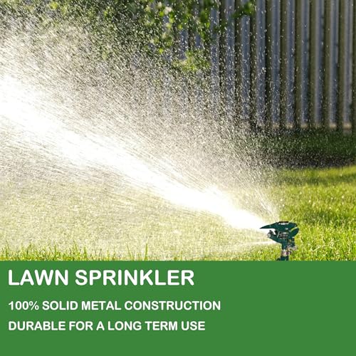 Hourleey 2 Pack Impact Sprinkler for Yard, Adjustable 360 Degree Zinc Alloy Sprinkler Head on Metal Step Spike, Heavy Duty Pulsating Water Sprinklers for Large Area Lawn Garden Irrigation