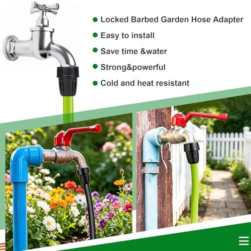 10 Pcs 1/2 Inch Drip Irrigation Tubing to Faucet/Garden Hose Adapter, 3/4" FHT to 1/2" (1/2" ID x0.6-0.65" OD) Drip Irrigation Fittings (1/2" Faucet Adapter 10pcs) - size: 1/2" Faucet Adapter 10pcs