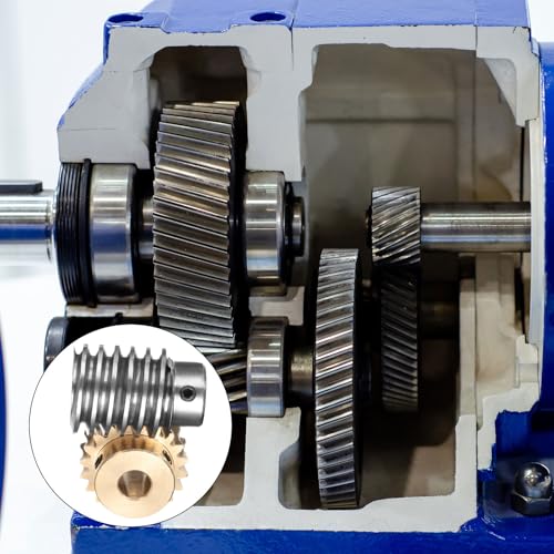 uxcell Worm Gear Set 20T 1.5 Module 20:1 Reduction Rate, Right Rotation Drive Gear Box Wheel Reduce Transmission Part (Brass Gear-10mm Bore, #45 Steel Rod 12mm Bore) - size: 10mm x 12mm