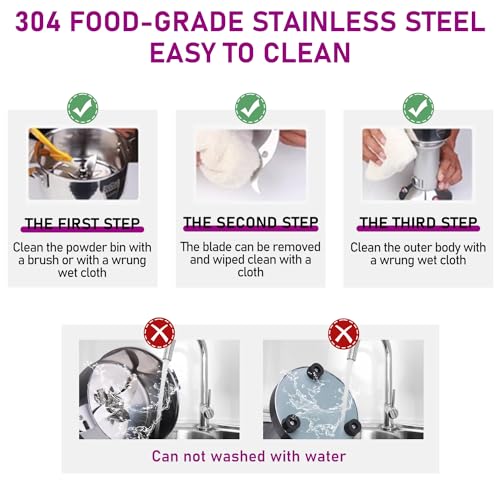 550g Grain Mill, 304 Stainless Steel Spice Grinder, 2000W High-speed Commercial Flour Mill, Superfine Flour Mill Grinder for Home, Grain Mill for Flour - size: 550g