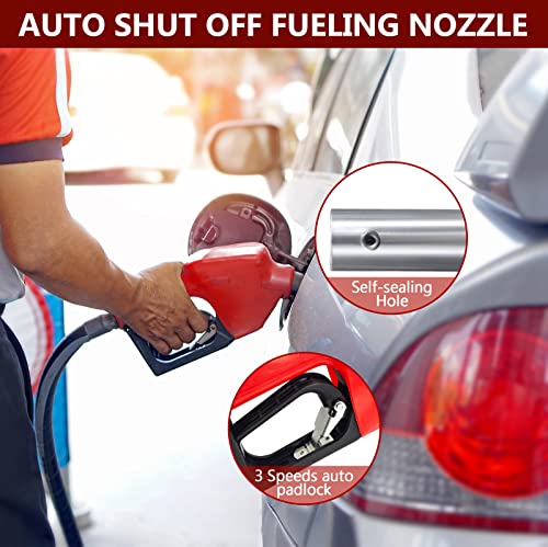 Fuel Hose Reel with Fueling Nozzle, 1" x 50FT Retractable Diesel Hose Reel, 300 PSI Industrial Heavy Duty Auto Swivel Rewind Hose Holder Reels, for Vehicle Tank Truck Trailer Ship - size: 1" x 50FT with nozzle