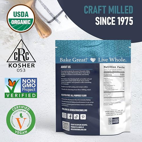 Great River Milling Organic 00 Pizza Flour, Neapolitan Style, 2 lb - size: 2 LB