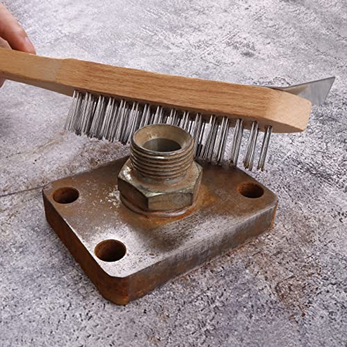 MAXMAN Wire Scratch Brush, 12"Wood Handle, Heavy Duty Wire Brushes for Rust - style: Stainless Steel Bristles