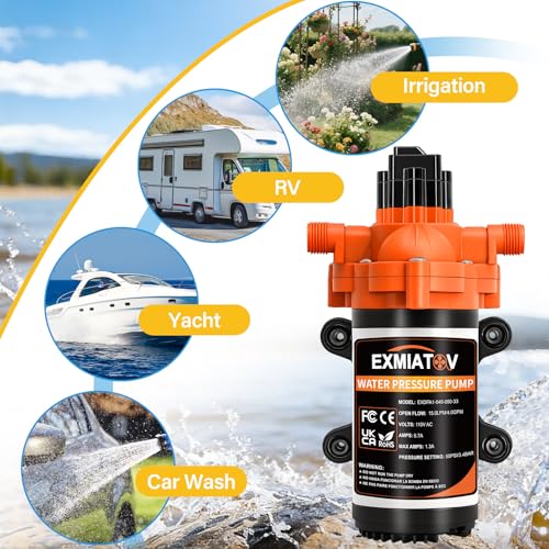 33-Series 110V AC Industrial Water Pressure Pump,4.0GPM 50PSI Self-Priming Water Transfer Diaphragm Pump with Pressure Switch Garden Hose Adapters for Irrigation RV Marine Boat Sprinkler Faucet - size: 110V-4GPM-50PSI