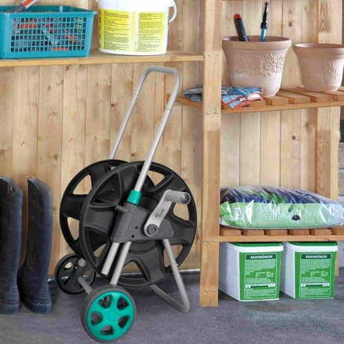 Garden Water Hose Reel Cart, Holds 80 Feet of 5/8 Inch Hose,Garden Water Pipe Holders Mobile Tools with 2 Wheels for Outside Watering