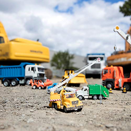 Driven by Battat – 7-Inch Crane Truck Toy with Lights & Sounds, Movable Parts, Construction Vehicle for Boys & Girls, Durable Design, Realistic Details, 3+ Years Toy for Kids - style: Crane Truck