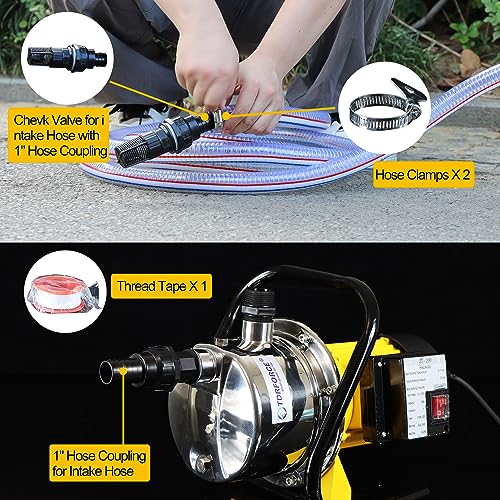 TDRSUPER 1.0HP Electric Shallow Well Pump 110V Portable Water Transfer Pump 1080GPH 18GPM Stainless Steel Pumps 150ft Heigh Draining Irrigation Pump for Garden Lawn Draining Irrigation System - style: 1.0 hp