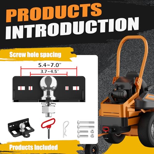 Upgraded Zero Turn Lawn Mower Hitch with 2" Hitch Ball & Hitch Pin, 6mm Thicker Heavy Duty Steel Bolt On Trailer Hitch, Compatible with Many Models Lawn Mower, Tractor, Trailer, Golf Cart, ATV Etc. - size: 2" Hitch Ball
