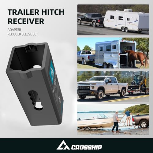 Hitch Receiver Adapter Reducer Sleeves, 2-1/2 to 2-Inch Receiver Hitch Towing Accessories - 2025New Adjustable 4-Hole Position - for Tractor Bucket, RV, UTV, Truck, Bike Rack & Cargo Carriers - size: 2.5" to 2" (2025 Upgrade)