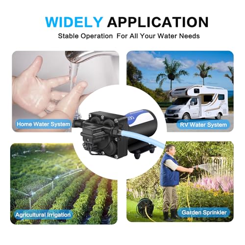 Water Pressure Booster Pump for Home 110V Fresh Transfer Diaphragm Water Pump with Plug for Garden Lawn 5.5GPM 75PSI High Pressure RV Water Washdown Pump for Bathroom Yacht - style: 5.5GPM 75PSI 110V