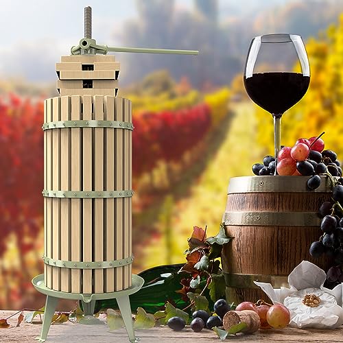 7.9 Gallon Green Fruit and Wine Press, Manual Cider Juice Maker with Solid Beech Wood Basket & Heavy-Duty Stand for Apples, Grapes, Berries - color: Green, size: 7.9 Gallon