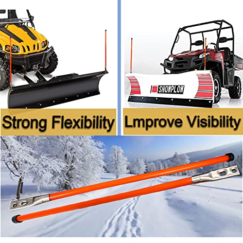 28" Snow Plow Markers Blade Guides Orange 3/4'' Built-in Steel Wire Stainless Steel Thickened Material Never Break Fit for Blizzard Boss SNO-Way Western Snowplows Pickup Truck SUV UTV ATV