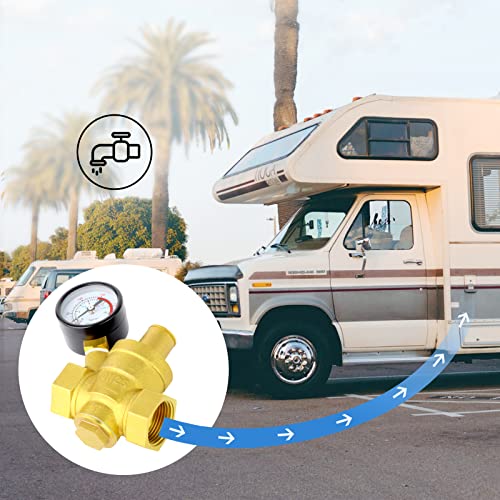MEANLIN MEASURE 1 inch brass Water pressure regulating valve, pressure regulating valve, pressure reducing valve, DN25, with 0-220PSI pressure gauge - style: 1 inch