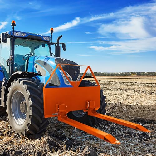 Skid Steer Pallet Fork, 46" Quick Attach Mount Skid Steer Attachments with Hitch Ball, 2600 LBS Load Capacity Pallet Fork Frame with 46" Fork Blades for Tractors Loaders, Orange