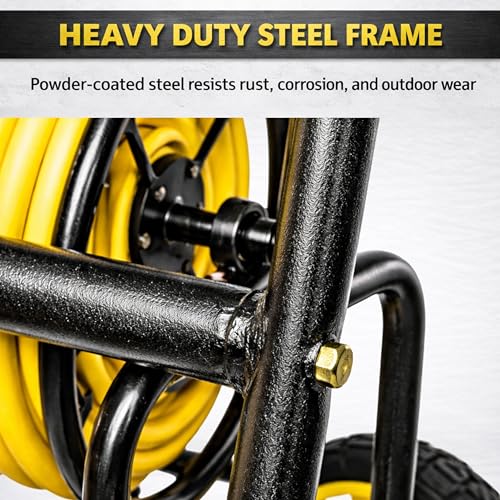 Garden Hose Reel Cart, Heavy Duty Hose Reel with Wheels, Outdoor Water Hose Reel for Backyard, Garden, or Lawn, Metal Hose Carts (400ft Hose Carriage) - size: 400ft Hose Carriage
