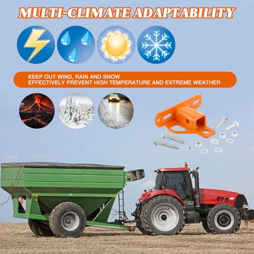 Duraaamo Zero Turn Lawn Mower Hitch with 1-1/4 Receiver 6mm Thicker Heavy Duty Steel Trailer Receiver, 1-1/4 Mower Hitch Versatile Chain Slot with Carriage Bolt Hardware Accessories(Orange)
