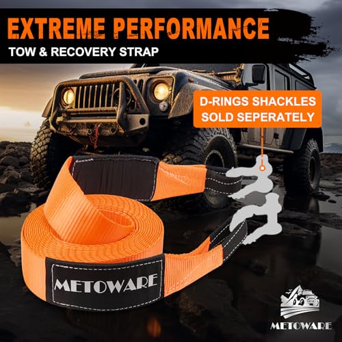 METOWARE Heavy Duty Tow Strap Offroad Recovery Kit, 4" x 30ft - color: Orange, size: 4"x30ft | Strap