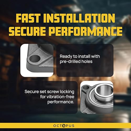 UCF204-12 Pillow Block Bearing – 3/4" inch Bore 4-Bolt Flange Mounted Ball Bearing Unit, Cast Iron Housing, Self-Aligning, Pre-Lubricated Insert for Industrial, Agricultural & Mechanical Equipment - style: UCF204-12