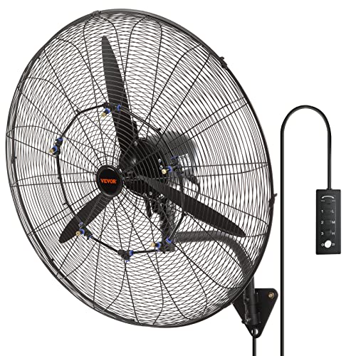 VEVOR 30 Inch Wall-Mount Misting Fan 3-speed IP44 Waterproof Oscillating - size: 30 Inch, style: Waterproof