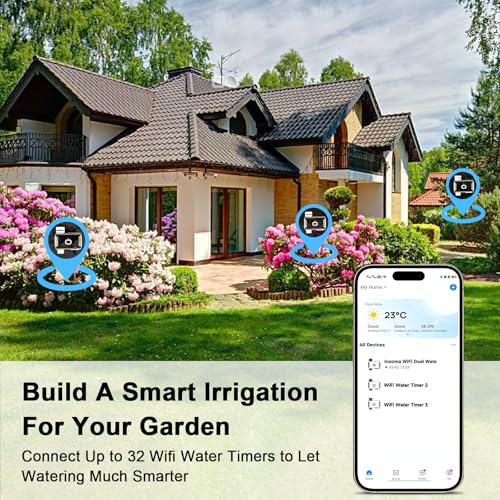 WiFi Water Timer with Brass Inlet & Outlet, 1 Zone Smart Sprinkler Timer for Garden Hose Faucet, Hose Timers with WiFi Hub, Up to 20 Watering Plans, APP & Voice Control, Compatible with Alexa
