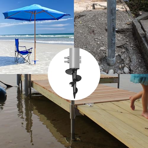 Dock Auger for 2" OD Pipe w/ 1.725" ID or 1.790" ID, Dock Sand Auger for PVC Tubing Sandbar Anchor or Aluminum Dock Post Pole,Stationary/Floating Dock Auger Anchors for Mud,Sand,Lake,Clay,River Bottom - style: 2 Pack Dock Augers