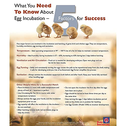 Farm Innovators 2450 Heated Digital Circulated Air Incubator with Automatic Egg Turner for Improved Egg Hatching of Up To 41 Eggs, White (3 Pack)