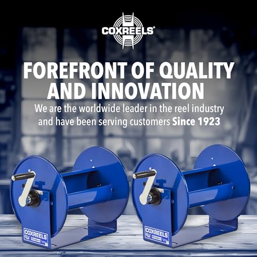 Coxreels 117-4-225 Compact Hand Crank Steel Hose Reel - 4,000 PSI - Holds 1/2 x 225 Inch Length - Suitable for Air Compressor, Garden, Pressure Washer, Electric Hoses - Hose Not Included - Made in USA - size: 1/2" x 225'