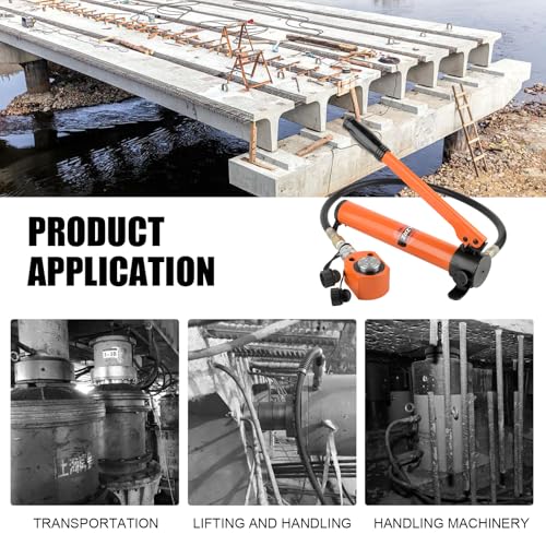 HZLZRZ 20 Ton Hydraulic Cylinder Jack with CP-180 Manual Hand Pump and Porta Power Kit - Industrial Mini Hydraulic Pump Cylinder for Machinery and Shipbuilding (RMC/201) - style: RMC/201