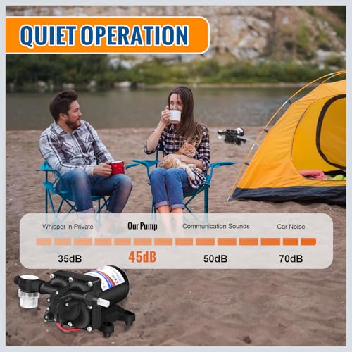 YOUNGTREE 12V RV Water Pump 3.5GPM 55PSI On Demand Fresh Water Pressure Diaphragm Pump 12 Volt Self Priming with Pressure Switch for RV Camper Marine Sprayer Outdoor Shower Kitchen Garden - color: Black2