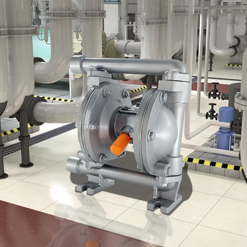 12GPM Air-Operated Double Diaphragm Pump 115 PSI, Aluminum Alloy Dual Diaphragm Air Pump for Chemical Indutrial Liquid Low Viscosity Petroleum Fluids, 1/2" Inlet & Outlet - size: QBY-15Z