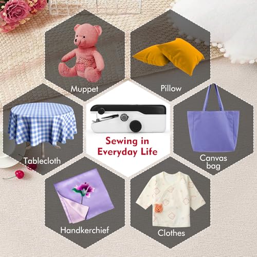 Handheld Sewing Machine for Beginners, Portable with Accessories - color: Black