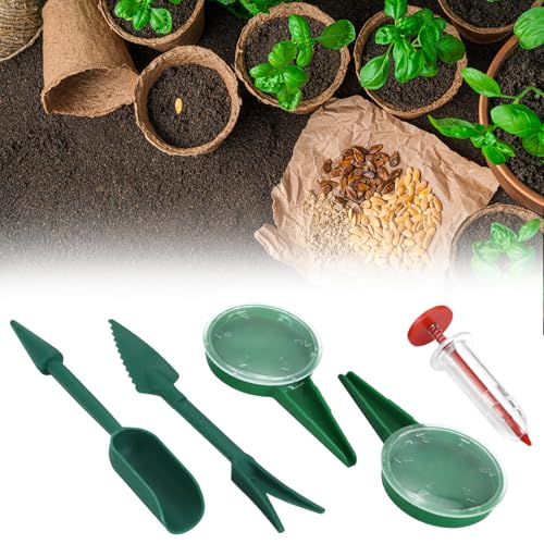 QWORK 8 Pcs Seed Dispenser Planter Tool Set, Precision Seed Planter Tool with Seed Spreaders, Dispensers, Dibbers, for Seed Placement
