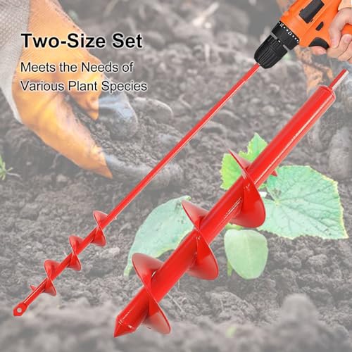 MAXCCINO Auger Drill Bit for Planting Set of 2, Garden Ground Earth Spiral Drill Bit for 3/8" Hex Drive Drill, for Post Hole Digger Bulb Bedding Digging Plant Rapid Planter - size: Set of 2: 1.6"(D) x16.5"(L), 3.5"(D) x16.5"(L)