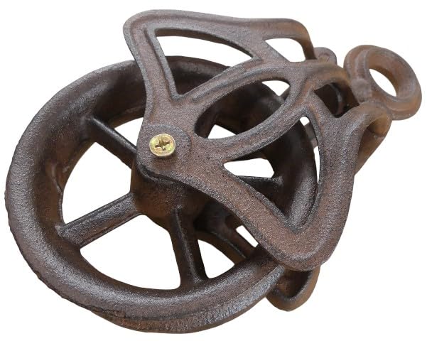 Midwest Craft House Decorative Cast Iron Pulley Wheel Industrial Cable Pull Rustic Farmhouse Barn Decor Cable Wheel