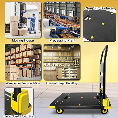 Platform Truck Cart 1000LBS Chinco Star Folding Push Cart Dolly Portable Moving Dolly Cart with 360° Swivel 5'' Wheels Heavy Duty Foldable Flatbed Cart for Hand Moving (35L x24W x40H in) - color: Silver - 35"x24" - 1000 Lbs