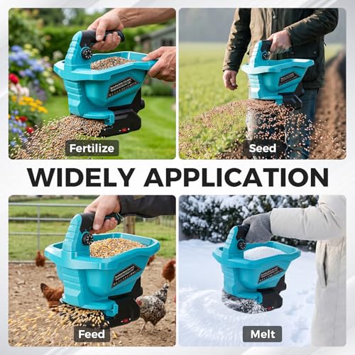 Seed Spreader Handheld with 2 Battery, Fertilizer Spreader