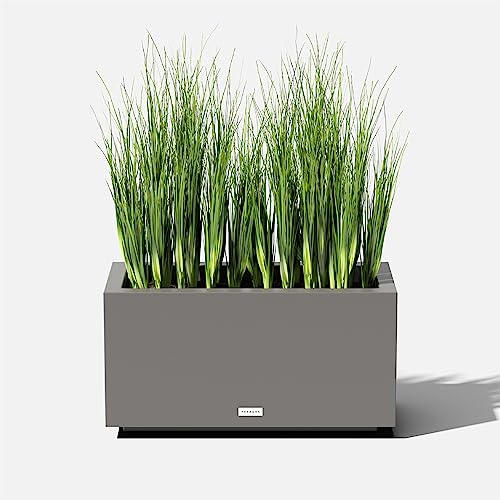 Veradek Block Series Long Box Planter - Rectangular Outdoor Planter - color: Gray, size: Small
