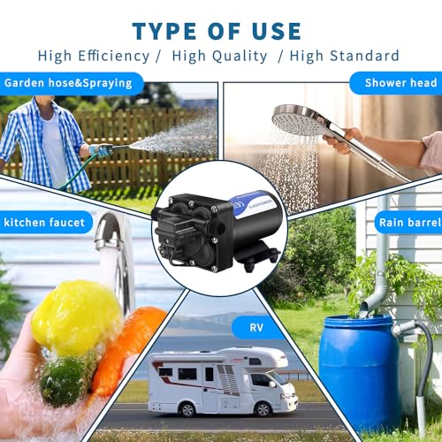 RV Fresh Water Pump 110V Water High Pressure Increase Booster Pump for Home Irrigation 5.5GPM 75PSI Marine Boat Washdown Pump Diaphragm on Demand Water Pump for Yard Garden Camp Yacht - style: 110V 5.5GPM 75PSI