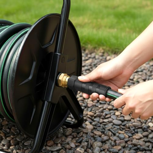 Garden Hose 100 ft x 5/8" with Nozzle, Water Hose Heavy Duty Flexible, Lightweight Kink-less Hybrid Hose with Swivel Handle, Male to Female Fittings (Green, 100FT) - color: Green, size: 100ft