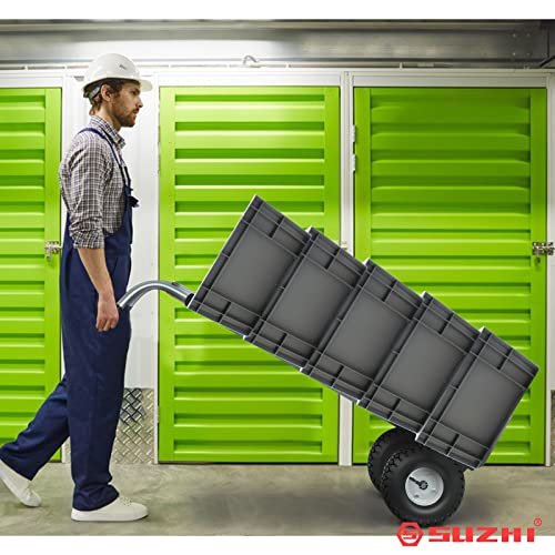 Suzhi Two Large Wheel Hand Truck Dolly Cart with Wheels Heavy Duty/with 2 Wheels / 600Lbs Load, 2 Straps for Furniture/Appliance/Carton/Warehouse/Office /10 Minutes to Install as Video - color: White
