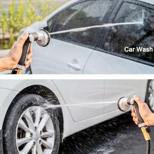 FANHAO Heavy Duty Garden Hose Nozzle, Metal Hose Sprayer Easy Thumb Control - color: Light grey