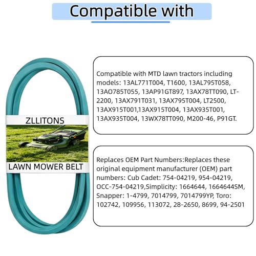 954-04219 46 Inch Mower Deck Belt, 1/2" x 103 1/4" Inch Replacement Belt - size: 4L1030(954-04219)