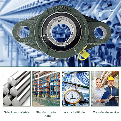 DEEPDREAM UCFL204-12 Pillow Block Bearing - Pack of 4 Flange Mounted Pillow Block Bearings 3/4 inch Bore Chrome Steel Bearings, Self Alignment Pillow Block Bearing - size: UCFL204-12-4pcs