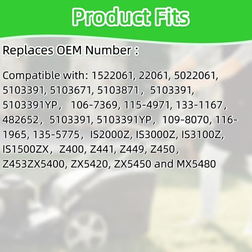 1522061 Lawn Mower Deck Belt 5/8"x 176" Premium Standard Rubber, Compatible with Ferris Scag Toro Snapper Simplicity Husqvarna, Replace for OEM 22061 482652 106-7369 5103391, High Wear Resistance - size: 5L1760