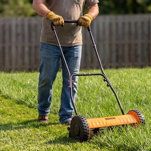 Walensee 16-Inch Manual Lawn Mower, 5-Blade Push Reel, 4 Heights - size: 16-Inch No Catcher