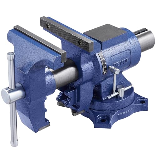 VEVOR Bench Vise 6.5 Inch Jaw Width 360-Degree Swivel Base and Rotate Clamp - size: 6.5inch(Standard)