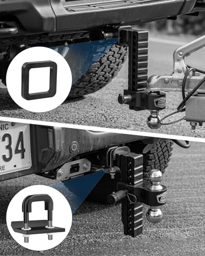 Kohree 10" Adjustable Trailer Hitch Fit 2" Receiver, Anti Rattle Clamp - color: Black, size: 10" Drop Hitch